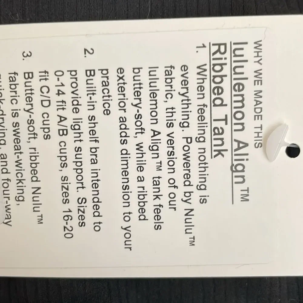 LULULEMON Align Ribbed Tank BLACK SIZE 10 BRAND new NWT GORGEOUS BRAND NEW - Picture 4 of 5